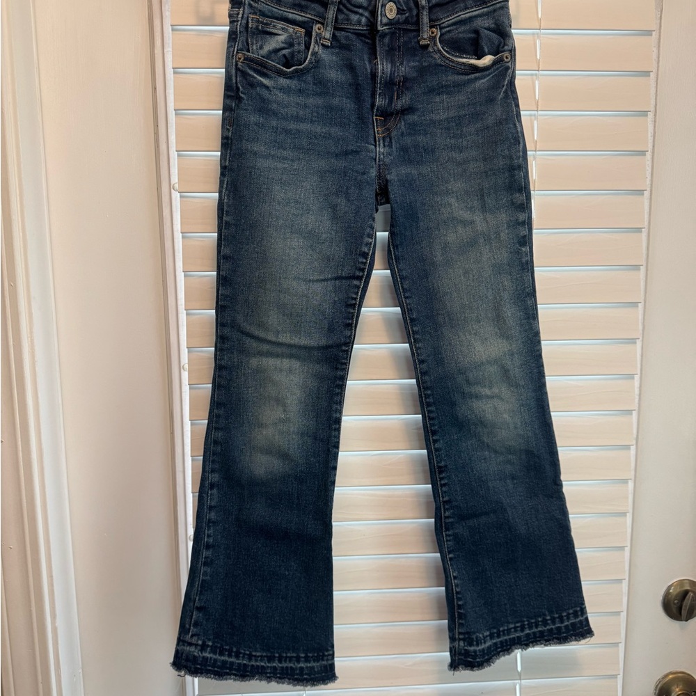 Girls Dark Blue Stretch Flare Jeans